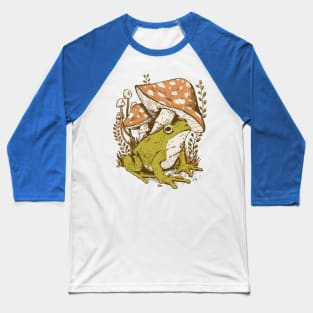 Cottagecore Aesthetic Mushrooms and Frog Baseball T-Shirt